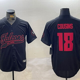 Men's Atlanta Falcons #18 Kirk Cousins Black With Patch Cool Base Stitched Baseball Jersey