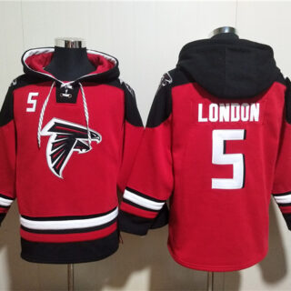 Men's Atlanta Falcons #5 Drake London Red Ageless Must-Have Lace-Up Pullover Hoodie