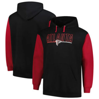 Men's Atlanta Falcons Black Red Big & Tall Outline Pullover Hoodie