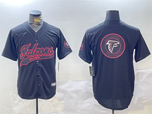 Men's Atlanta Falcons Team Big Logo Black With Patch Cool Base Stitched Baseball Jerseys