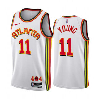 Men's Atlanta Hawks #11 Trae Young 2022 23 White Association Edition Stitched Jersey