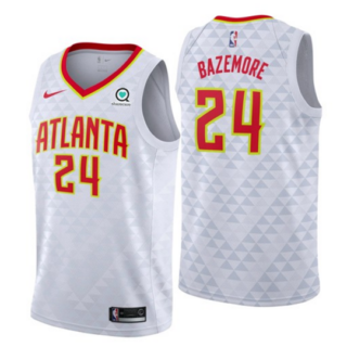 Men's Atlanta Hawks #24 Kent Bazemore White Association Edition Stitched Jersey