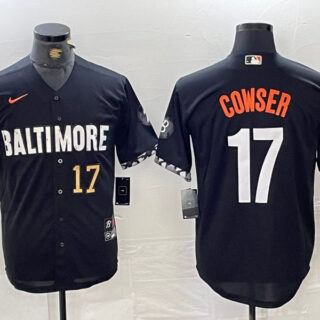 Men's Baltimore Orioles #17 Colton Cowser Black 2023 City Connect Cool Base Stitched Baseball Jersey