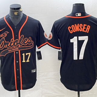 Men's Baltimore Orioles #17 Colton Cowser Black 2023 City Connect Cool Base Stitched Baseball Jersey