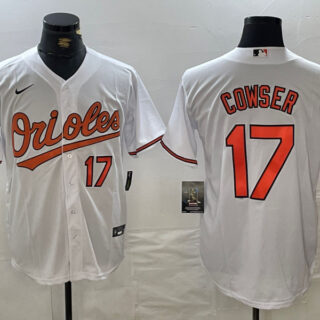 Men's Baltimore Orioles #17 Cowser White 2024 Home Limited Cool Base Stitched Baseball Jerseys