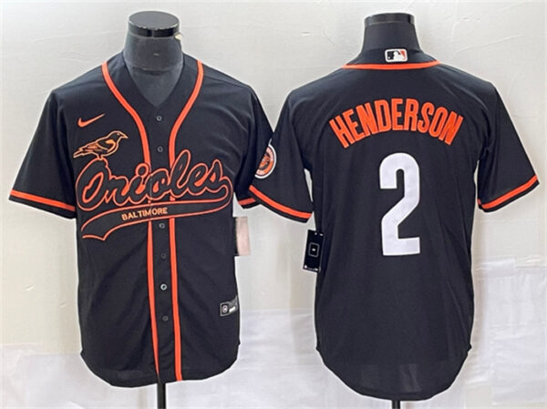 Men's Baltimore Orioles #2 Gunnar Henderson Black City Connect Cool Base Stitched Baseball Jersey