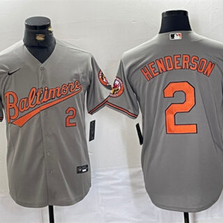 Men's Baltimore Orioles #2 Gunnar Henderson Gray Cool Base Stitched Jersey