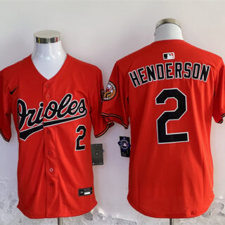 Men's Baltimore Orioles #2 Gunnar Henderson Orange 2024 With Patch Cool Base Stitched Baseball Jersey