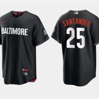 Men's Baltimore Orioles #25 Anthony Santander Black 2023 City Connect Cool Base Stitched Baseball Jersey