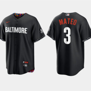 Men's Baltimore Orioles #3 Jorge Mateo Black 2023 City Connect Cool Base Stitched Baseball Jersey