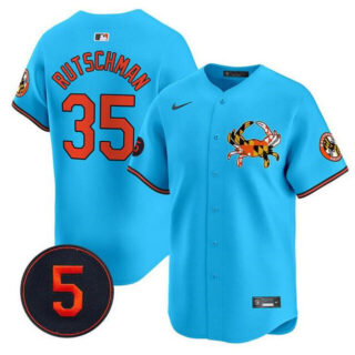 Men's Baltimore Orioles #35 Adley Rutschman Blue With Patch Vapor Premier Limited Stitched Baseball Jersey