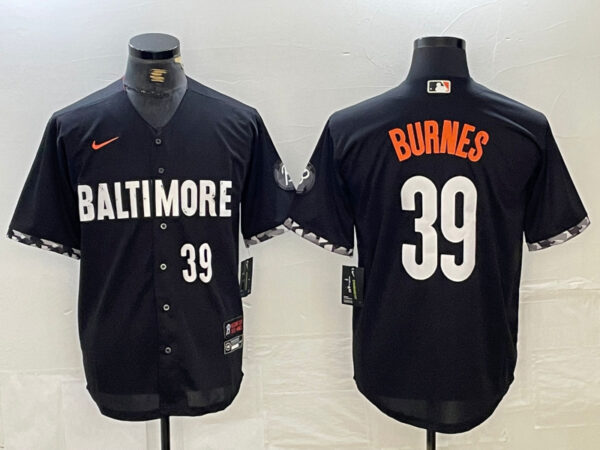 Men's Baltimore Orioles #39 Corbin Burnes Black 2023 City Connect Cool Base Stitched Baseball Jerseys
