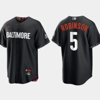 Men's Baltimore Orioles #5 Brooks Robinson Black 2023 City Connect Cool Base Stitched Baseball Jersey