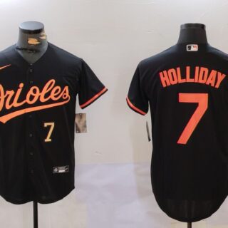 Men's Baltimore Orioles #7 Jackson Holliday Black Cool Base Stitched Baseball Jerseys