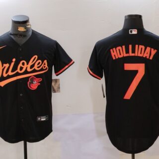 Men's Baltimore Orioles #7 Jackson Holliday Black Cool Base Stitched Baseball Jerseys