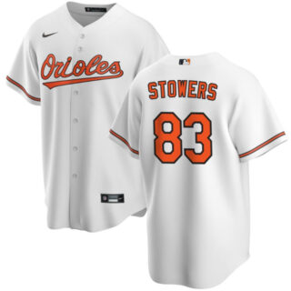 Men's Baltimore Orioles #83 Kyle Stowers White Cool Base Stitched Jersey