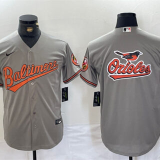 Men's Baltimore Orioles Gray Team Big Logo Cool Base Stitched Jerseys