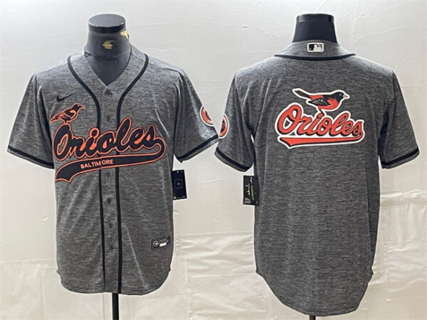Men's Baltimore Orioles Gray Team Big Logo Cool Base Stitched Jerseys