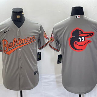 Men's Baltimore Orioles Gray Team Big Logo Cool Base Stitched Jerseys