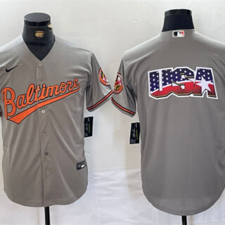 Men's Baltimore Orioles Gray Team Big Logo Cool Base Stitched Jersey