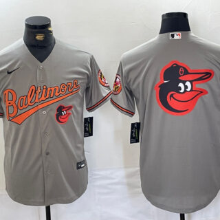 Men's Baltimore Orioles Gray Team Big Logo Cool Base Stitched Jerseys