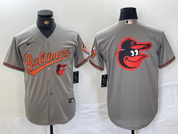 Men's Baltimore Orioles Gray Team Big Logo Cool Base Stitched Jerseys