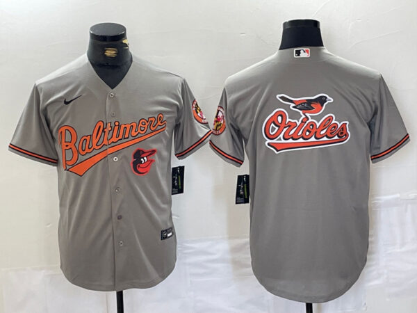 Men's Baltimore Orioles Gray Team Big Logo Cool Base Stitched Jerseys
