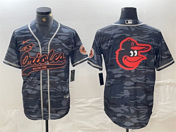 Men's Baltimore Orioles Gray Team Big Logo Cool Base Stitched Jerseys