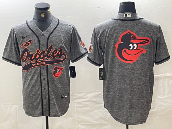 Men's Baltimore Orioles Gray Team Big Logo Cool Base Stitched Jerseys