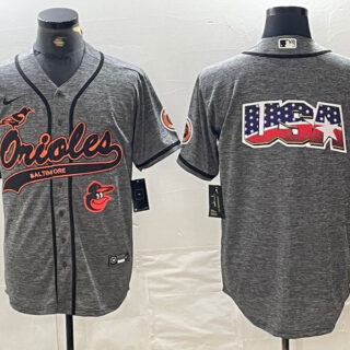 Men's Baltimore Orioles Gray Team Big Logo Cool Base Stitched Jerseys