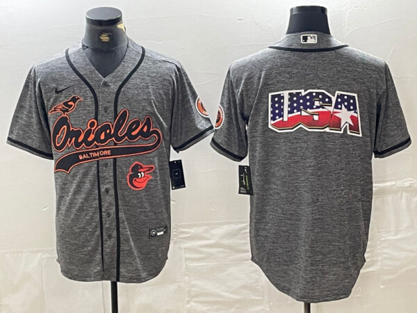 Men's Baltimore Orioles Gray Team Big Logo Cool Base Stitched Jerseys