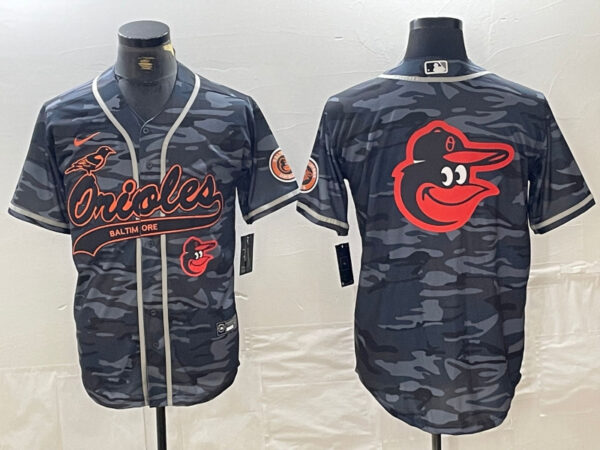 Men's Baltimore Orioles Gray Team Big Logo Cool Base Stitched Jerseys