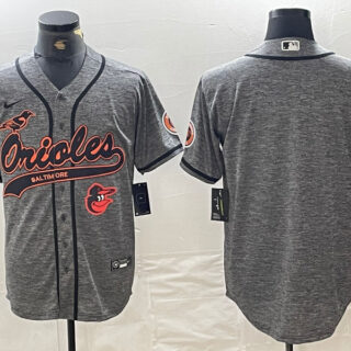 Men's Baltimore Orioles Gray Team Big Logo Cool Base Stitched Jerseys