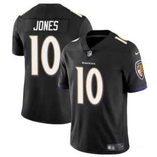 Men's Baltimore Ravens #10 Emory Jones Black Vapor Limited Football Jersey