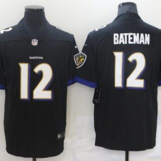 Men's Baltimore Ravens #12 Rashod Bateman 2021 Vapor Untouchable Black Stitched Jersey