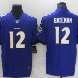 Men's Baltimore Ravens #12 Rashod Bateman Purple Leopard Jersey