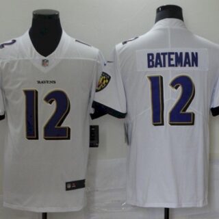 Men's Baltimore Ravens #12 Rashod Bateman White 2021 Draft Jersey