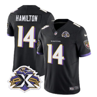 Men's Baltimore Ravens #14 Kyle Hamilton Black 2023 F.U.S.E With Patch Throwback Vapor Limited Jersey