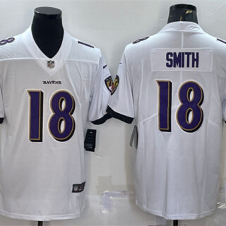Men's Baltimore Ravens #18 Roquan Smith White Vapor Untouchable Limited Stitched Jersey