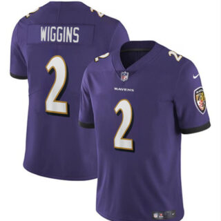 Men's Baltimore Ravens #2 Nate Wiggins Purple 2024 Draft Vapor Limited Football Jersey