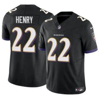 Men's Baltimore Ravens #22 Derrick Henry 2023 F.U.S.E. Black Vapor Limited Football Stitched Jersey