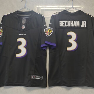 Men's Baltimore Ravens #3 Odell Beckham Jr. Black 2023 F.U.S.E. Vapor Untouchable Stitched Football Jersey