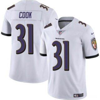 Men's Baltimore Ravens #31 Dalvin Cook White Vapor Limited Football Jersey
