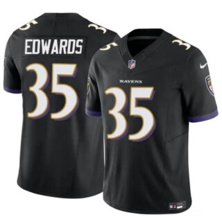 Men's Baltimore Ravens #35 Gus Edwards Black 2023 F.U.S.E. Vapor Limited Football Jersey