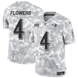 Men's Baltimore Ravens #4 Zay Flowers 2024 F.U.S.E Arctic Camo Salute To Service Limited Stitched Football Jersey