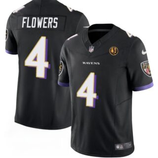 Men's Baltimore Ravens #4 Zay Flowers Black 2023 F.U.S.E. With John Madden Patch Vapor Limited Football Jersey