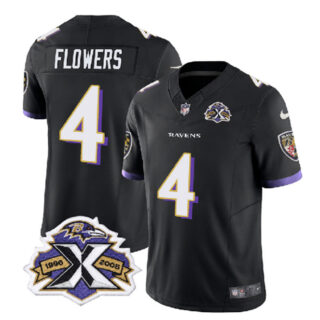 Men's Baltimore Ravens #4 Zay Flowers Black 2023 F.U.S.E With Patch Throwback Vapor Limited Jersey
