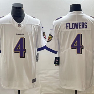 Men's Baltimore Ravens #4 Zay Flowers White Vapor Untouchable Football Jersey