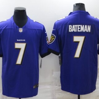 Men's Baltimore Ravens #7 Rashod Bateman Purple Vapor Untouchable Limited Stitched Jersey