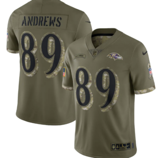 Men's Baltimore Ravens #89 Mark Andrews Olive 2022 Salute To Service Limited Stitched Jersey